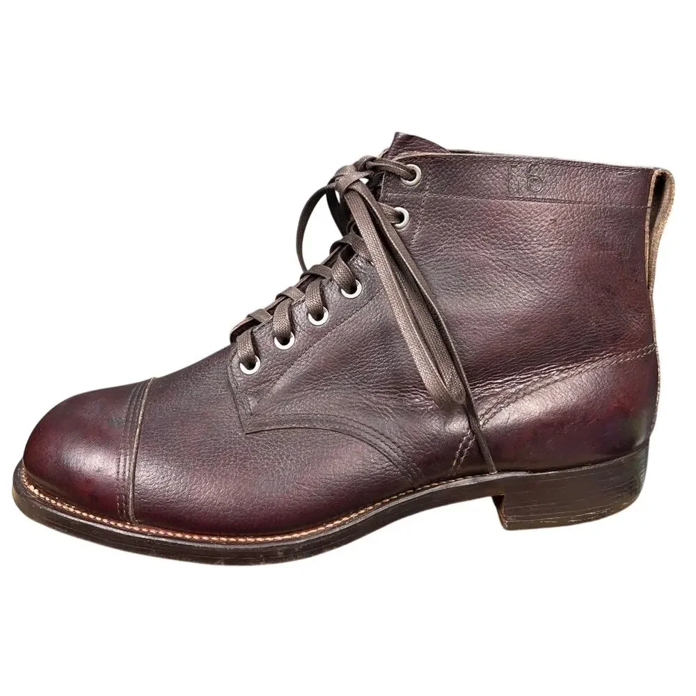 Vintage 1946 Swedish Army M/39 Brown Leather Cap Toe Boots Size 47 US 13 A